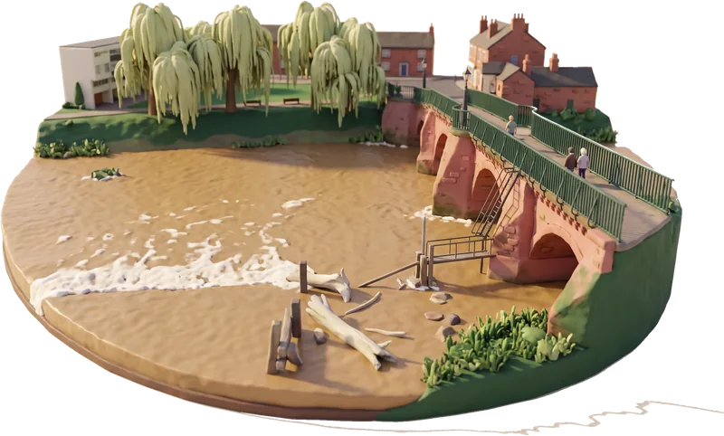 AI-created miniature diorama of Old Dee Bridge in Chester, modelled from an Enjoy the Pause photograph.